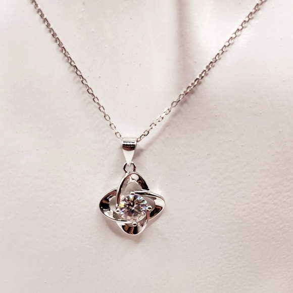 Moissanite Love Knot Pendant - Picture 3 of 8